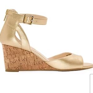 Women's gold wedges.